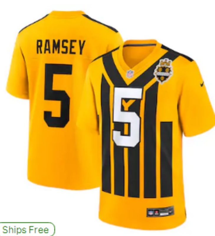 Men 2025 Pittsburgh Steelers #5 Ramsey Yellow Retro Nike Limited NFL Jersey style 01->los angeles dodgers->MLB Jersey